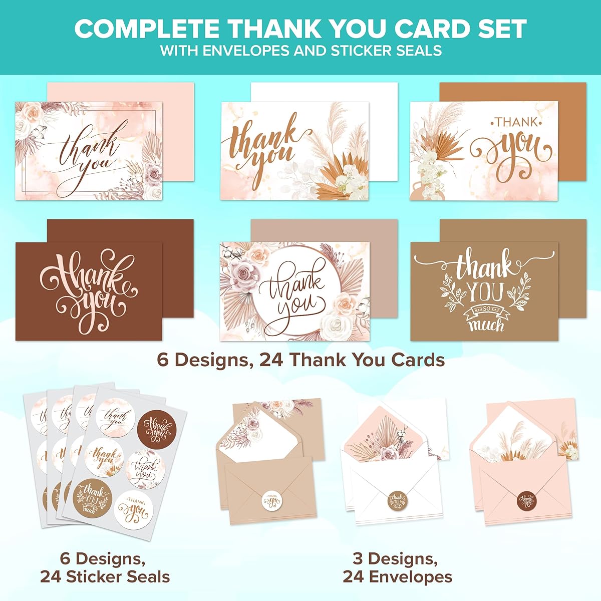 Decorably Boho Thank You card (floral pattern)