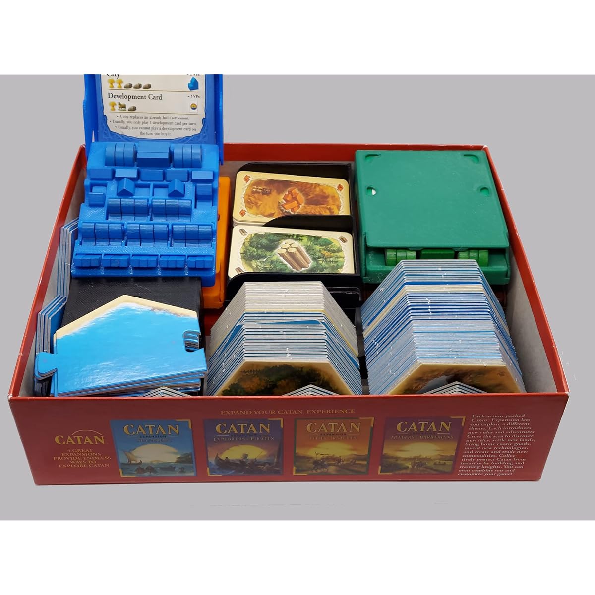 Organizer Insert for Catan Base Game Seafarer 5-6 Players with Player Tray and Card Holder (Player Tray and Black Organizer)