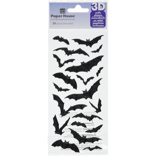(Bats) - Paper House Productions Halloween Bats 3D Puffy Stickers,
