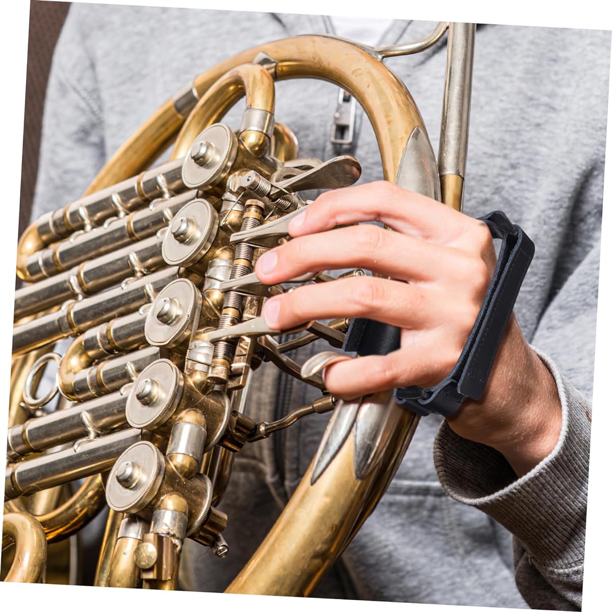 SWOOMEY French Horn Hand Rest French Horn Guard French Horn Accessories French Horn Hand Strap Hand Pad for Horn Wear Resistant Horn Hand Pad PU Protective Case Anti-Slip