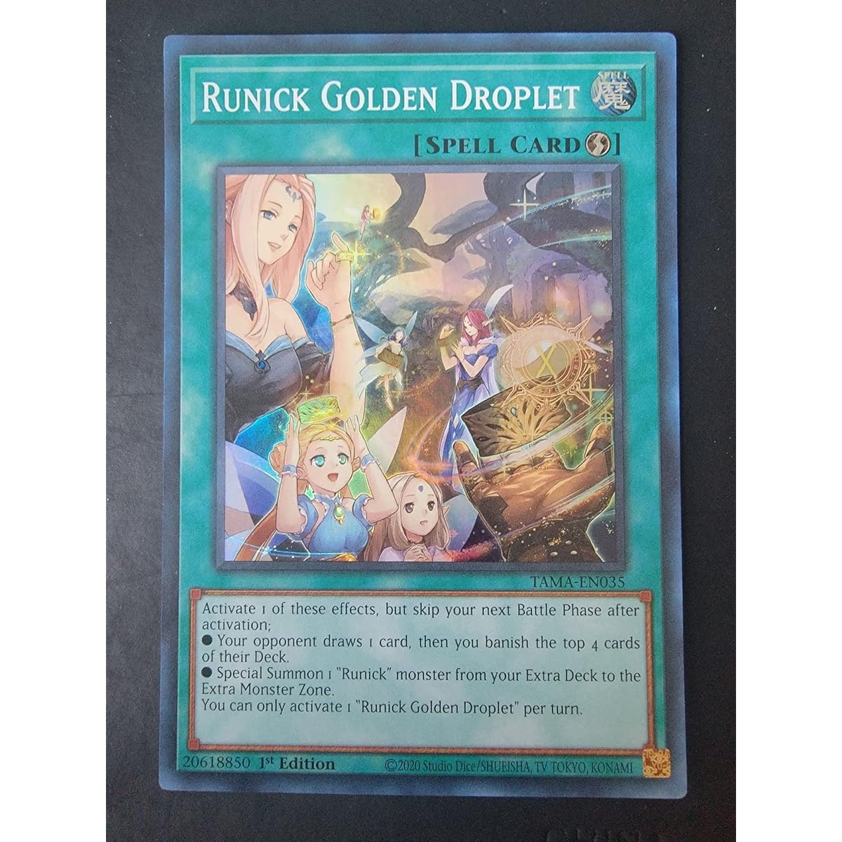 Runick Golden Droplet - TAMA-EN035 - Tactical Masters - Super Rare - 1st Edition.