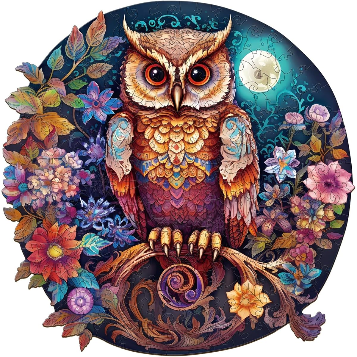 Jigfoxy Wooden Puzzle for Adults Owl Wooden Jigsaw Puzzle for Adults Unique Animal Shape Wood Cut Puzzle Birthday Gift for Puzzle Lovers (L-13.3 x 13.4 Inch - 270 Pieces)