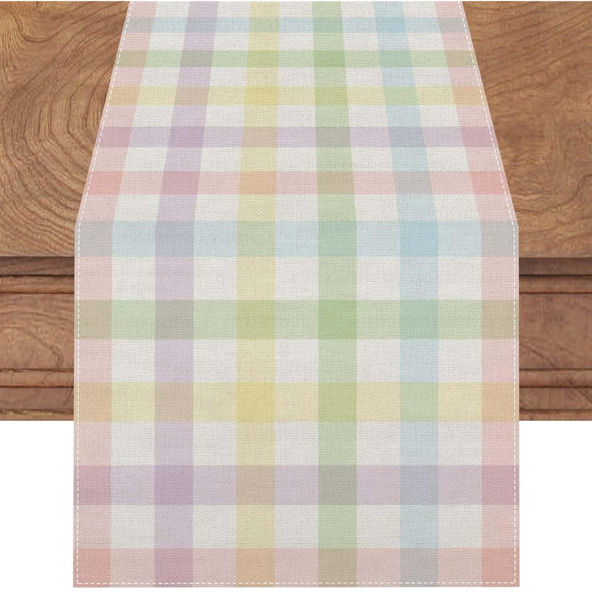 Linen Buffalo Check Plaid Spring Table Runner 72" Long Farmhouse Spring Summer Easter Home Kitchen Dining Room Table Decorations