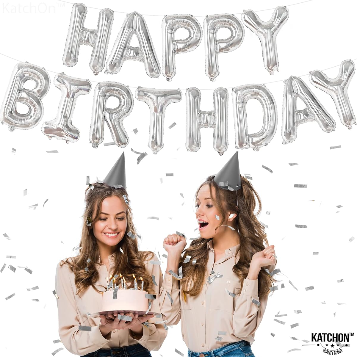 Happy Birthday foil balloon silver