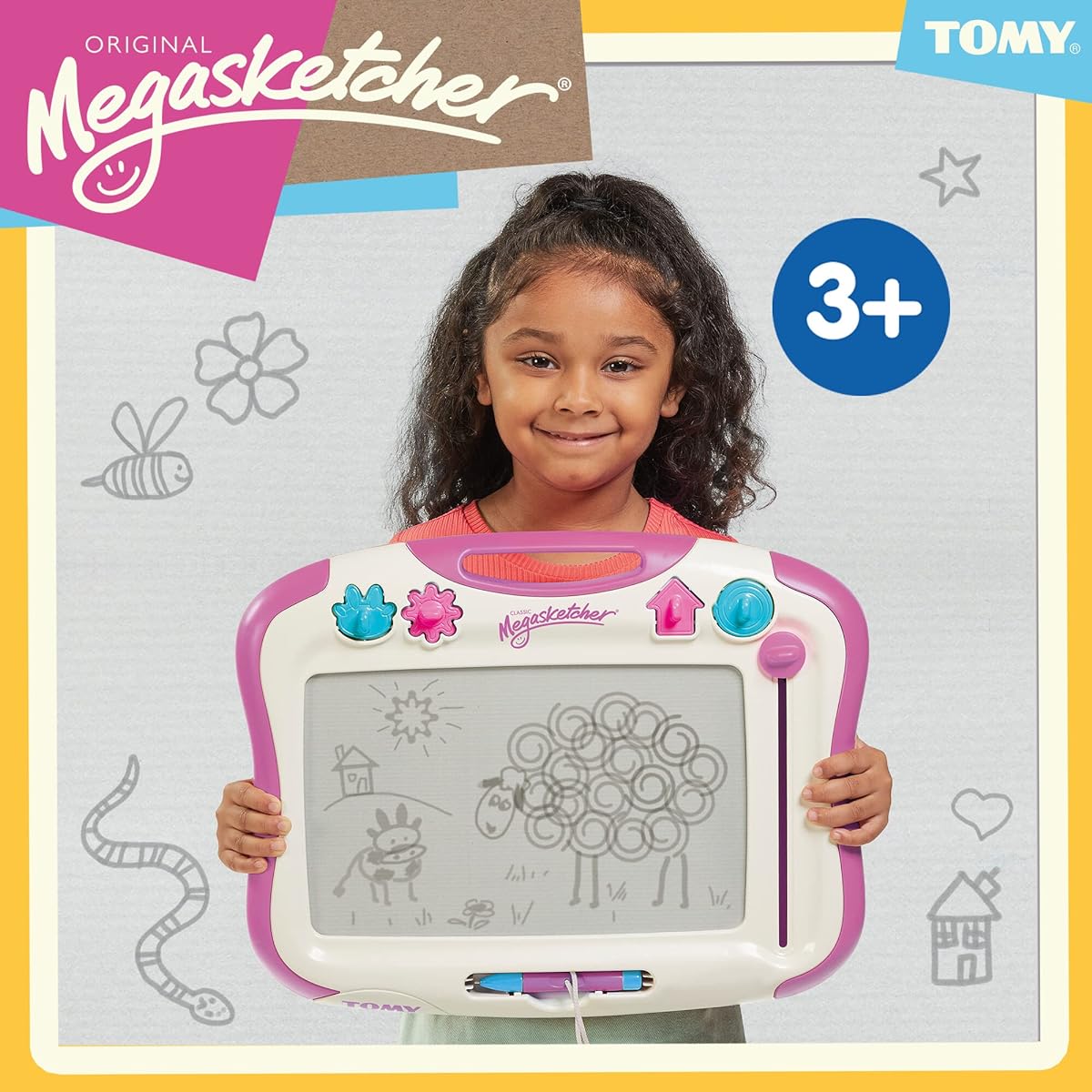 Megasketcher Tomy Games E73512 Magnetic Drawing Board Purple