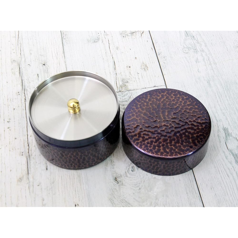 Shinko Metal Shinkodo Made in Japan Pure Copper Purple Finish Hammered Tea Caddy (Medium) Gift Wrapping Specification
