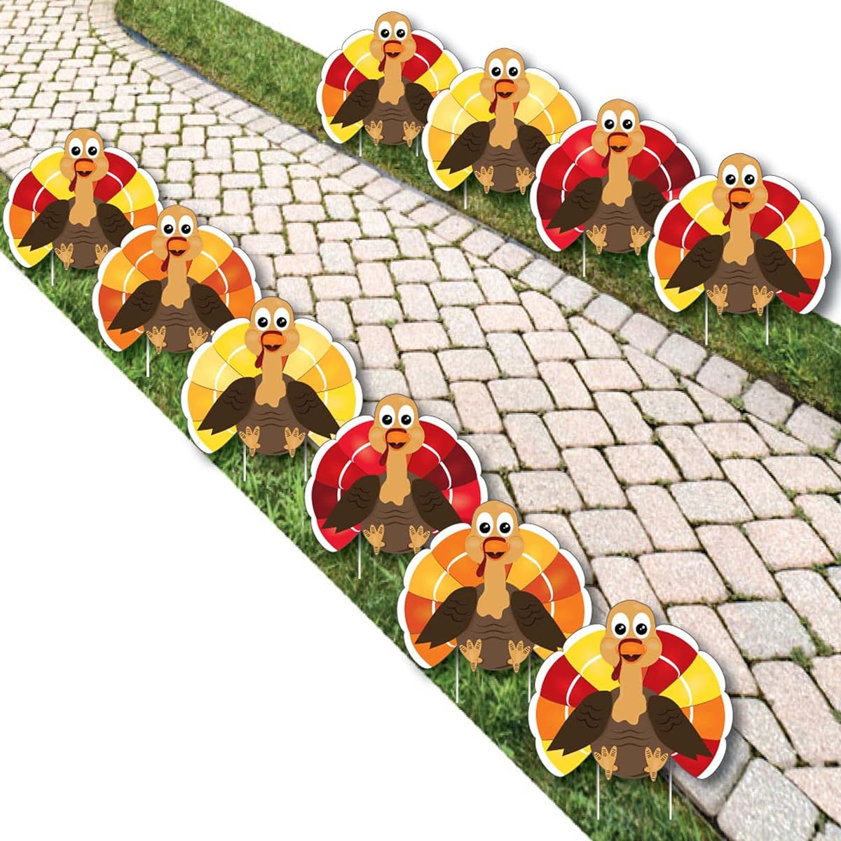 Big Dot of Happiness Thanksgiving Turkeys - Turkeys - Outdoor Fall Harvest Yard Decorations for Thanksgiving - 10 Pieces
