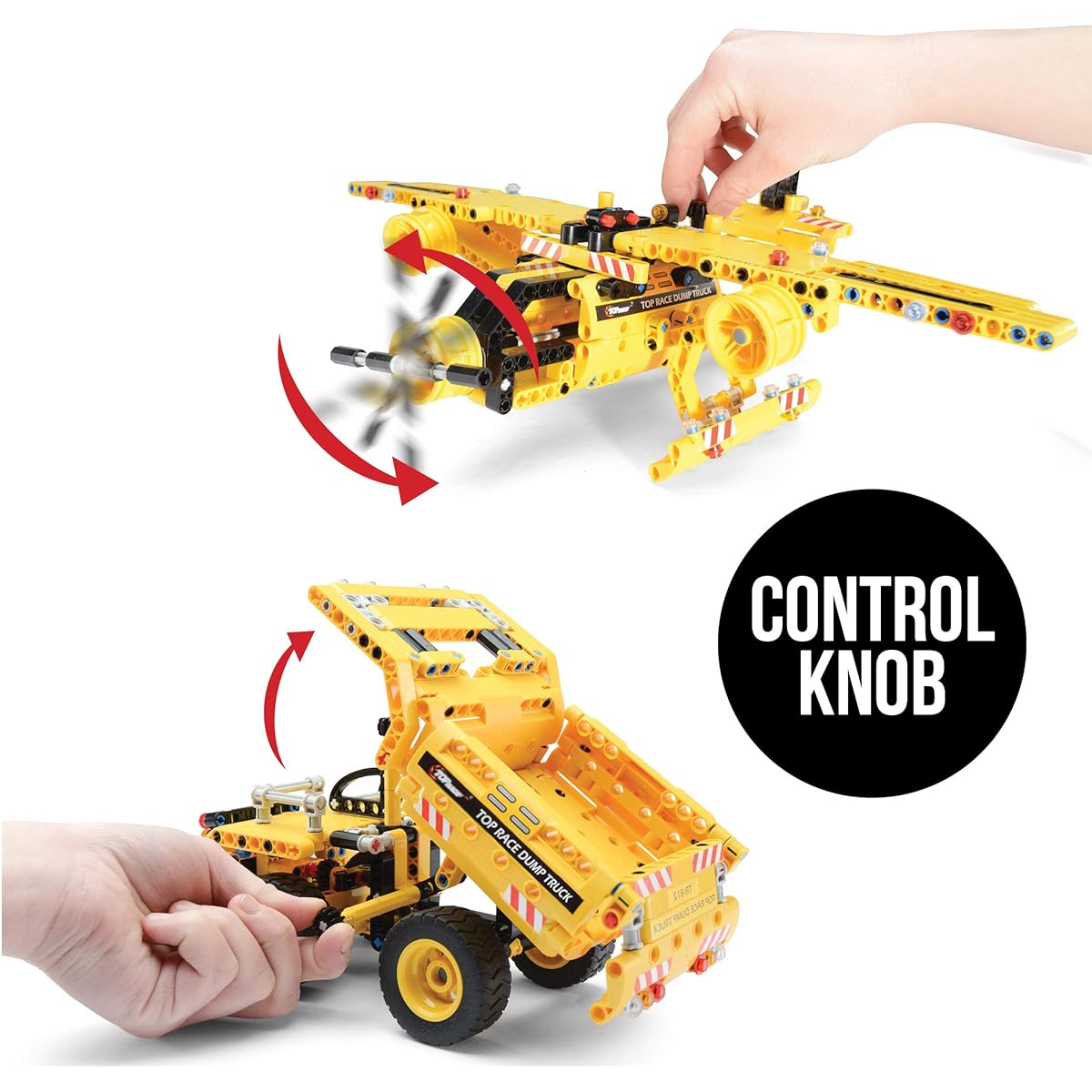 Top Race Stem Building Toys, Construction Set, Stem Kit, Gifts and Toys for Boys Ages 6 7 8 9 10 11 12 13 14+, 2-in-1 Model Set, Dump Truck and Plane, 361 Pieces