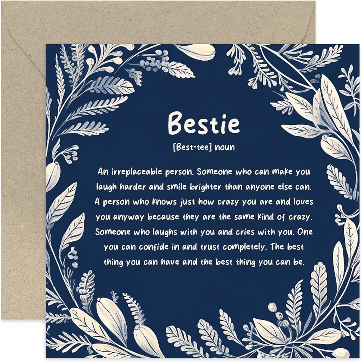 Old English Co. Best Friend Birthday Card for Female Friend - Best Friend Definition - Friendship Gift for Best Friend - Well Made Card - Thinking of You, Thank You Card | Blank Inner Envelope