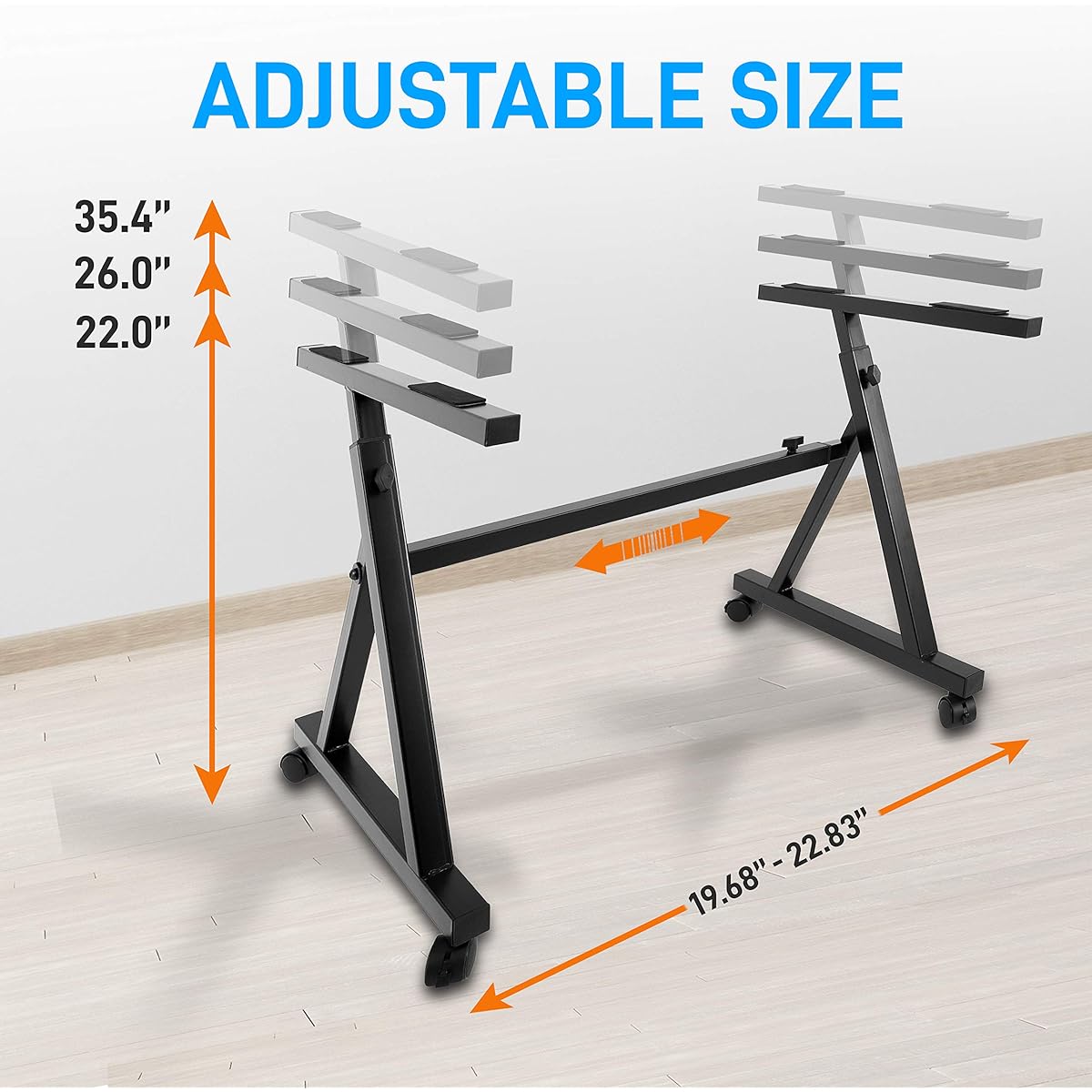 Pyle Port Universal Electronic Black Heavy Duty Z Style Keyboard Organ Holder Rack Portable Piano Stand Adjustable Height and Width with Locking Wheels PKST48