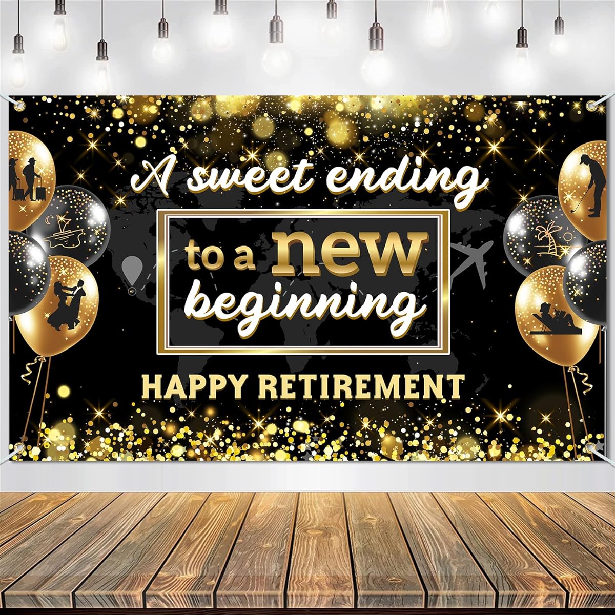 Retirement Party Decorations Unisex Happy Retirement Party Banner Black Gold Retirement Background Retirement Background Retirement Party Favors Retirement Party