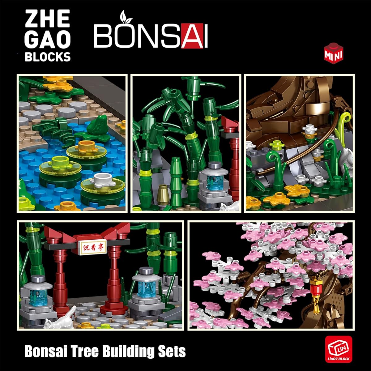 Bonsai Tree Building Set Japanese Cherry Blossom Tree Mini Building Blocks (1101 Pieces) Garden Plants Animals Pond Meaningful Gift for 6 7 8 9 10+ Kids and Adults