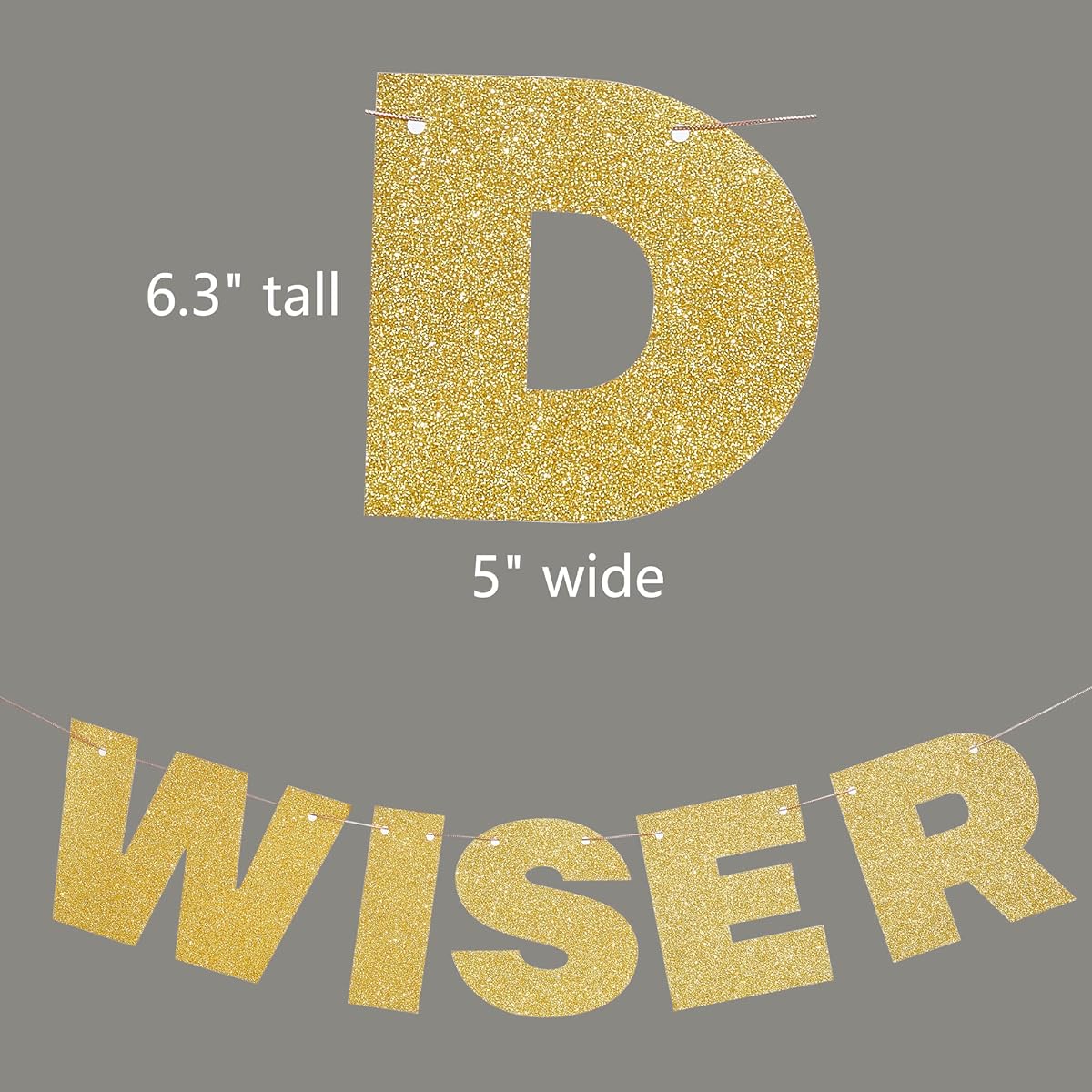 Gold Birthday Decorations Older Wiser Hotter Glitter Banner 30th 40th Birthday Decorations 50th Birthday Decorations 60th Birthday Decorations 70th Birthday Decorations for Men