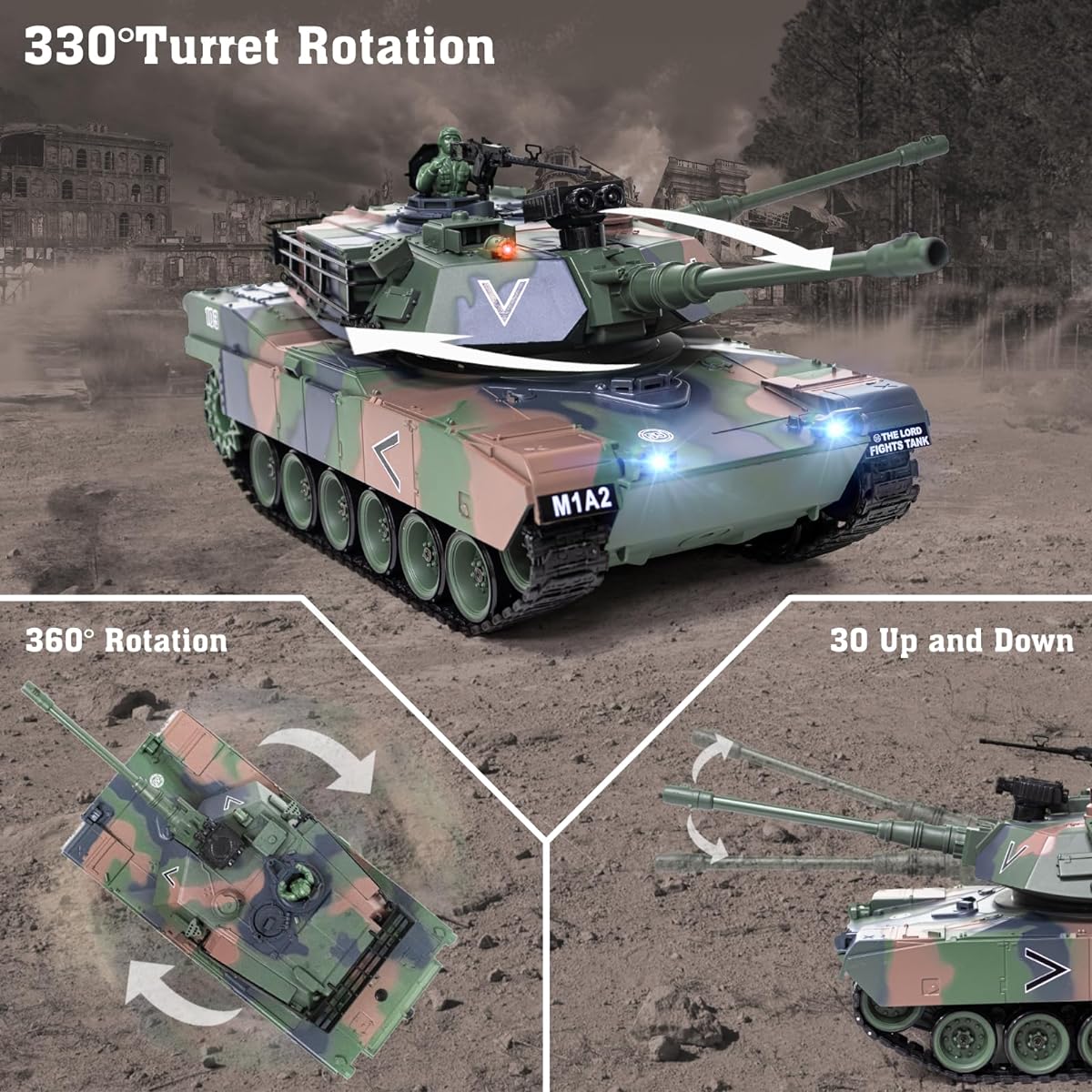 Supdex RC Tank 2.4G Remaote Control USA M1A2
