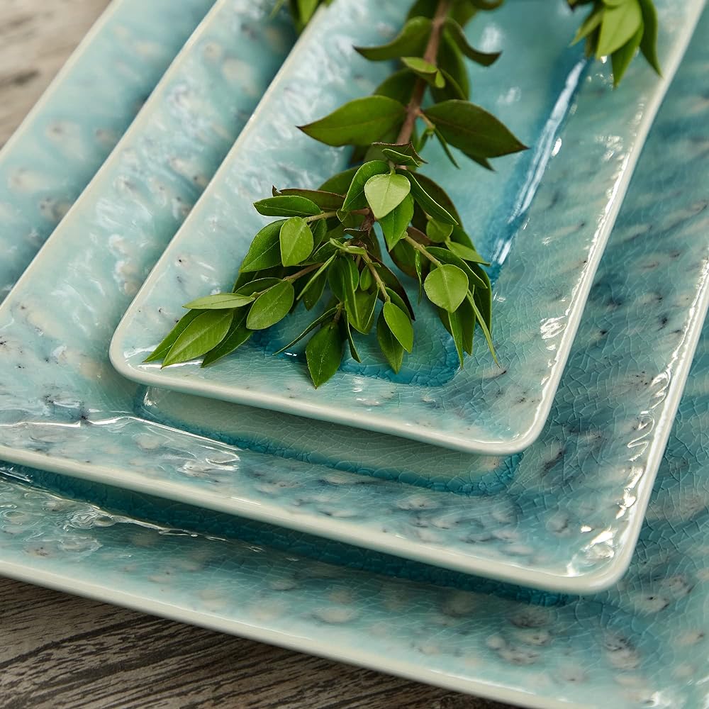 [Regular Imported Product] Costa Nova Plate Long Plate Rectangle Tray L Approx. 40cm Madeira Blue Dishwasher Safe Microwave Safe BOR401B