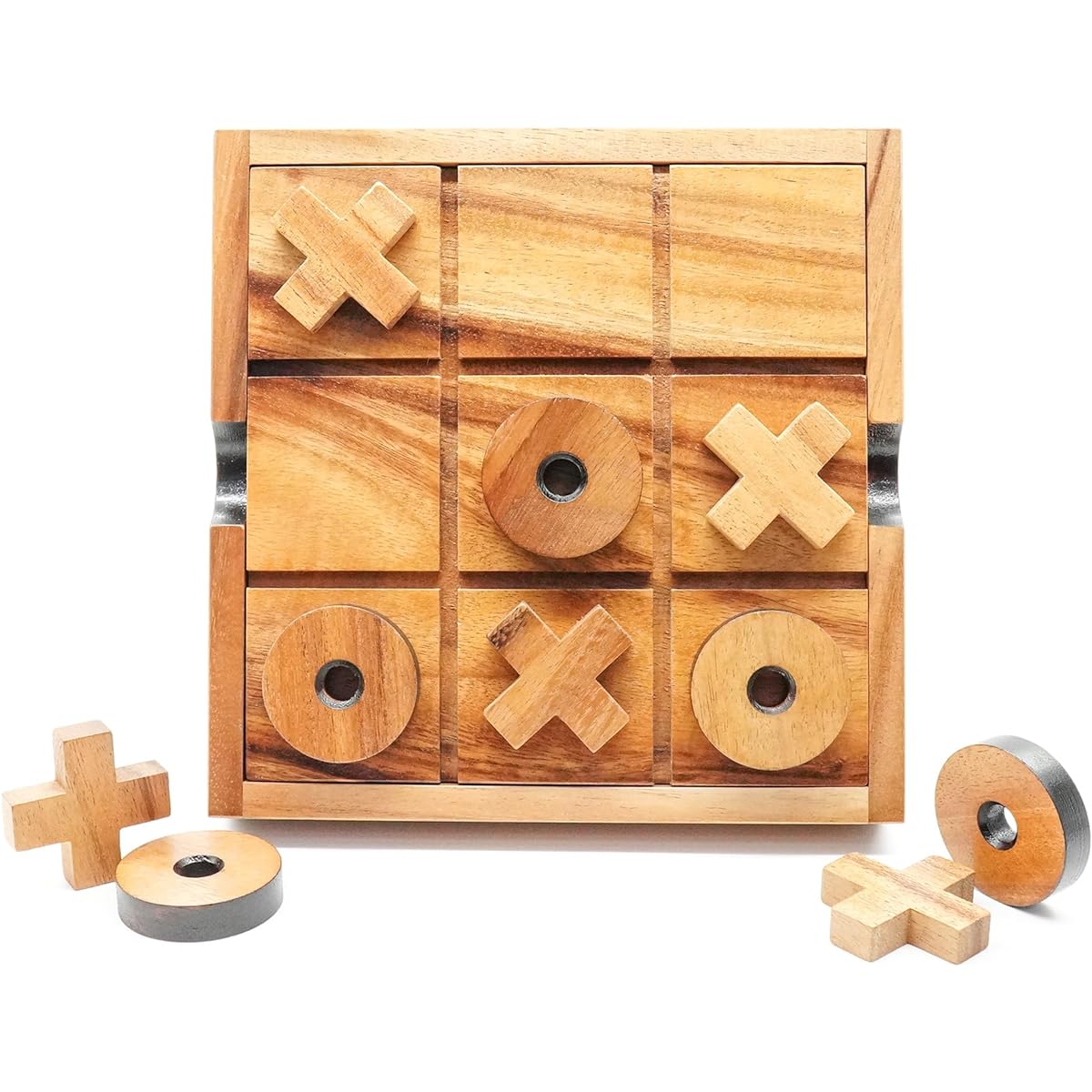 BSIRI Extra Large Tic-Tac-Toe Board Game - Great for Kids Games, Family Games, Adult Game Night. Farmhouse Decor for Coffee Table Decorations. Unique Gift for Any Occasion (8.6 Inch)