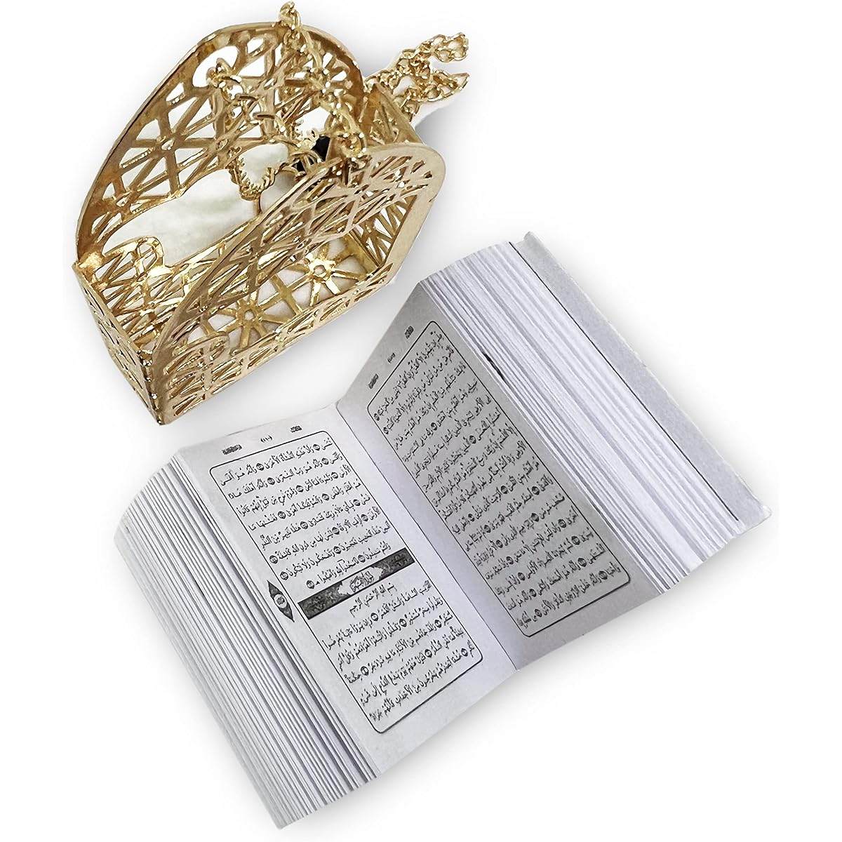 Islamic Car Rear Mirror Mini Hanger - Islamic Ornament Al-Quran Ramadan Eid Muslim Car Decoration Hanging Charm Interior Accessories(Gold-Black)