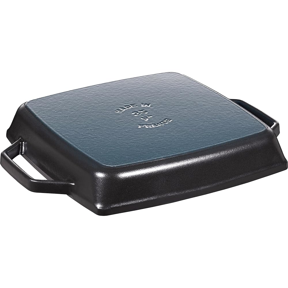 staub "Pure Grill Square Black 23cm" Grill Pan, Both Hands, Cast Metal, Enamel, IH Compatible [Authorized Japanese Product] Grill & Frying Pan 40511-728-0