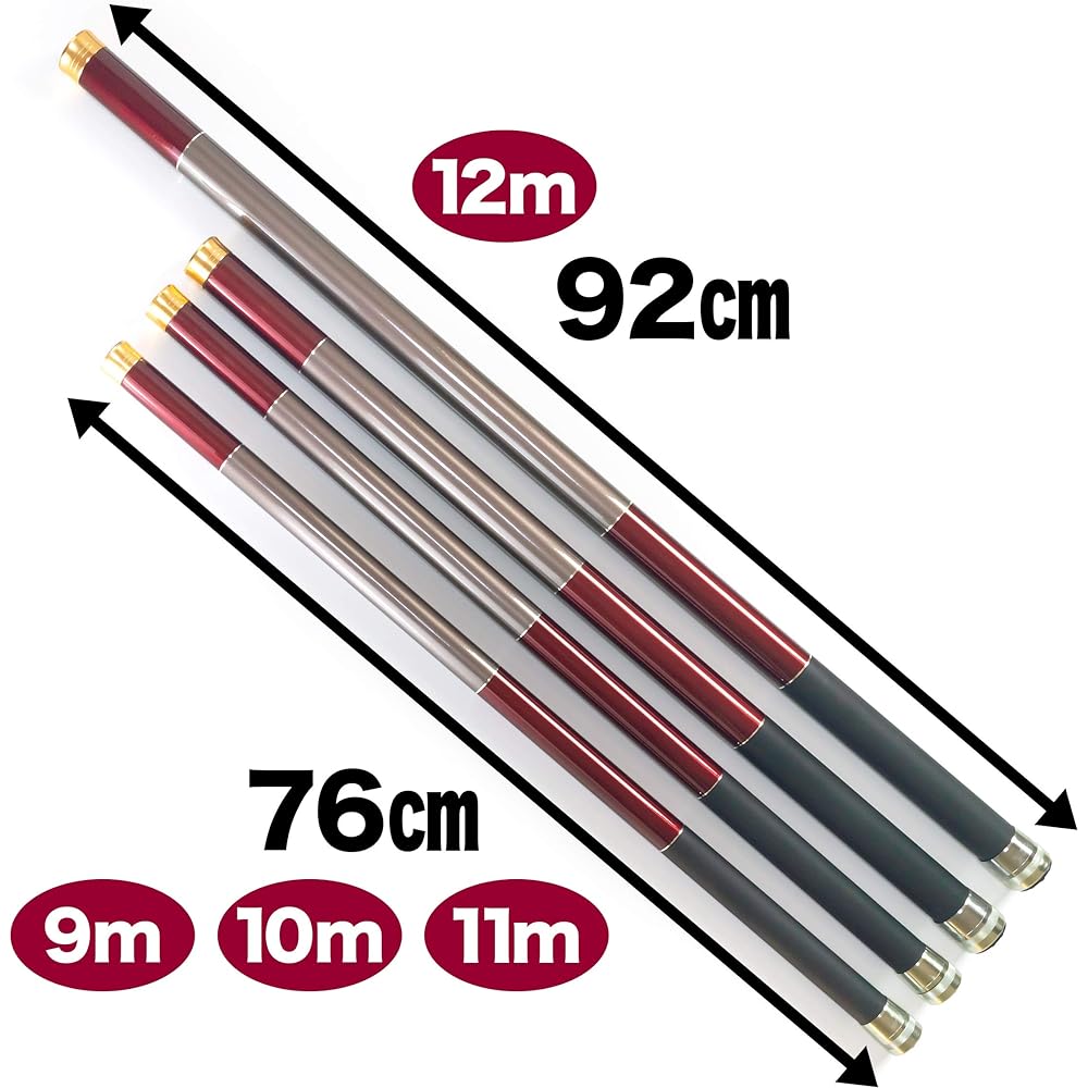 Orrudo Fishing Gear Noveldo Super Long with Storage Bag Total Length: 9m/10m/11m/12m Closure: 76cm/92cm (12m) Long Extended Rod Mountain Stream Fishing Wireless Antenna Telescopic Pole QB310004