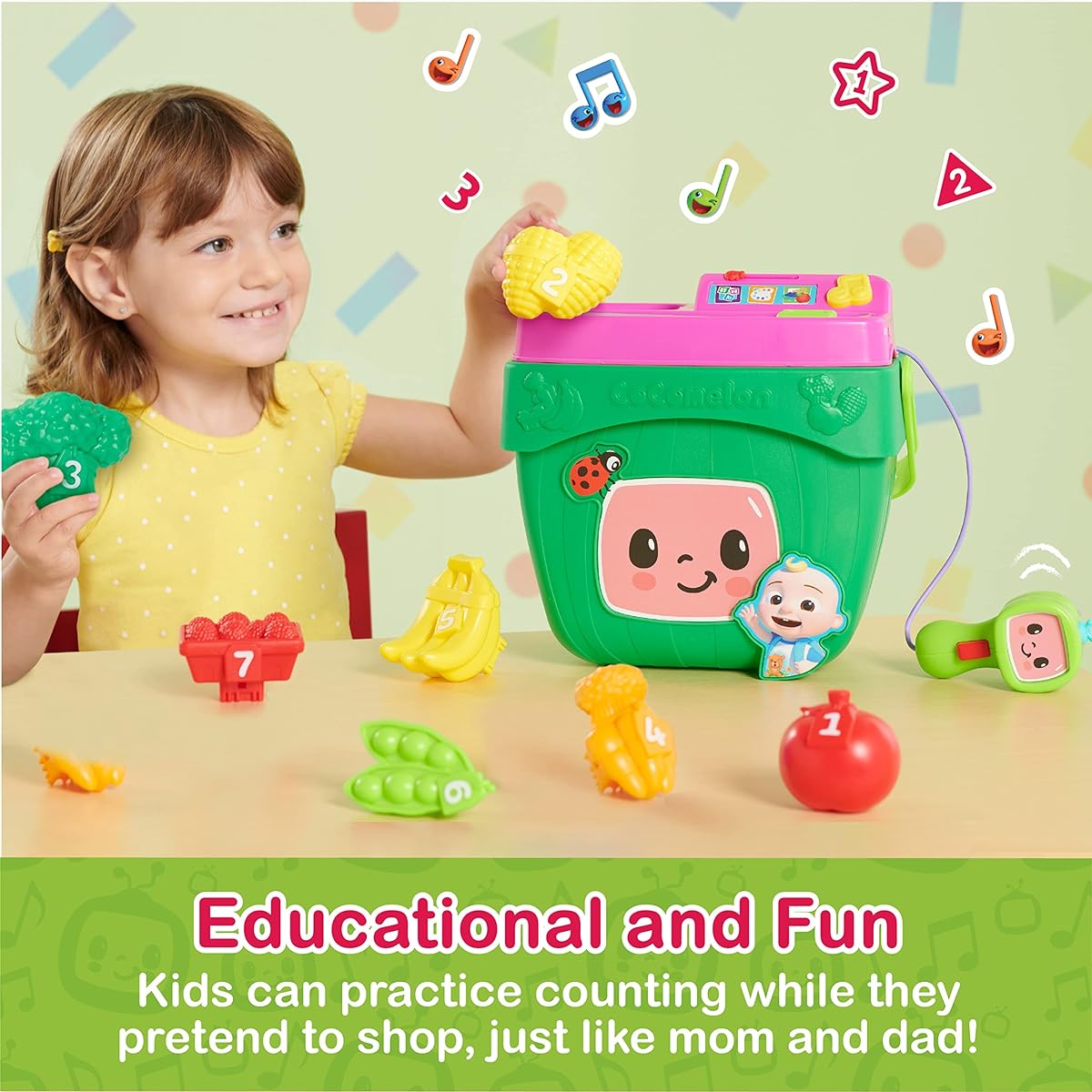 Just Play Cocomelon Veggie Learning Fun Shopping Basket Kids Toy Age 18 Months