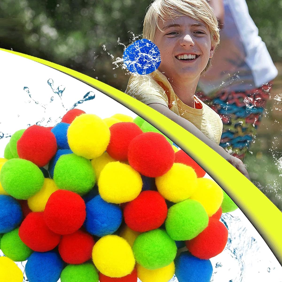 MLOLM Highly Absorbent Cotton Splash Balls Water Ball Fight Reusable Outdoor & Pool Water Activities K-i-ds (70pcs)