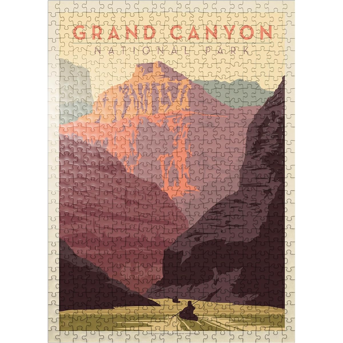 Grand Canyon National Park: Kayaking, Vintage Poster - Premium 500 Piece Jigsaw Puzzle - Made in the USA