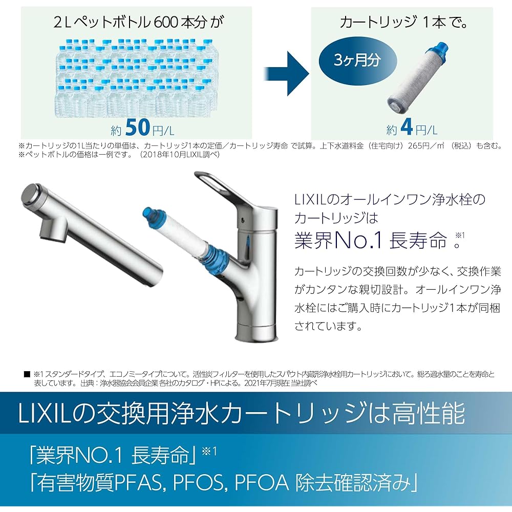 LIXIL INAX Kitchen Single Lever Mixing Faucet with Built-in Water Purifier Eco Handle RJF-871Y