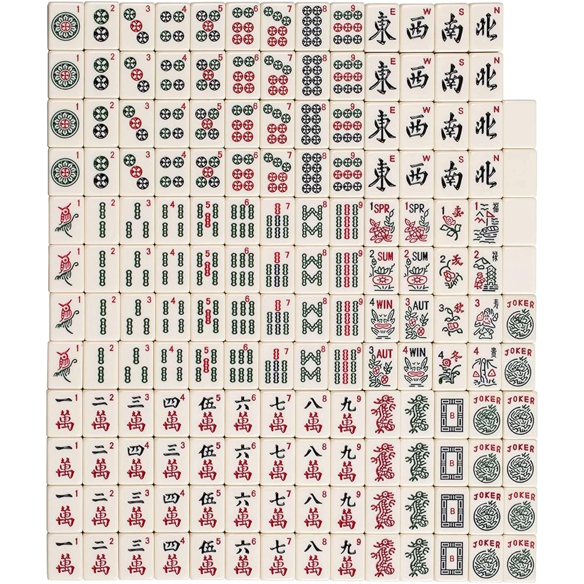 C&H Solutions Western Style American Mahjong Tiles Only - Classic (B Type) Set of 166