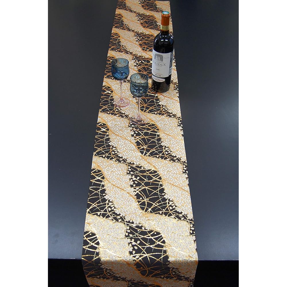 Japanese-style kimono table runner, as gorgeous as an obi, to create a modern Japanese look for parties and events, for Christmas and New Year table coordination, obi-style, all-over pattern, boxed, wrapped, 180cm (Miyabi Miyabi)