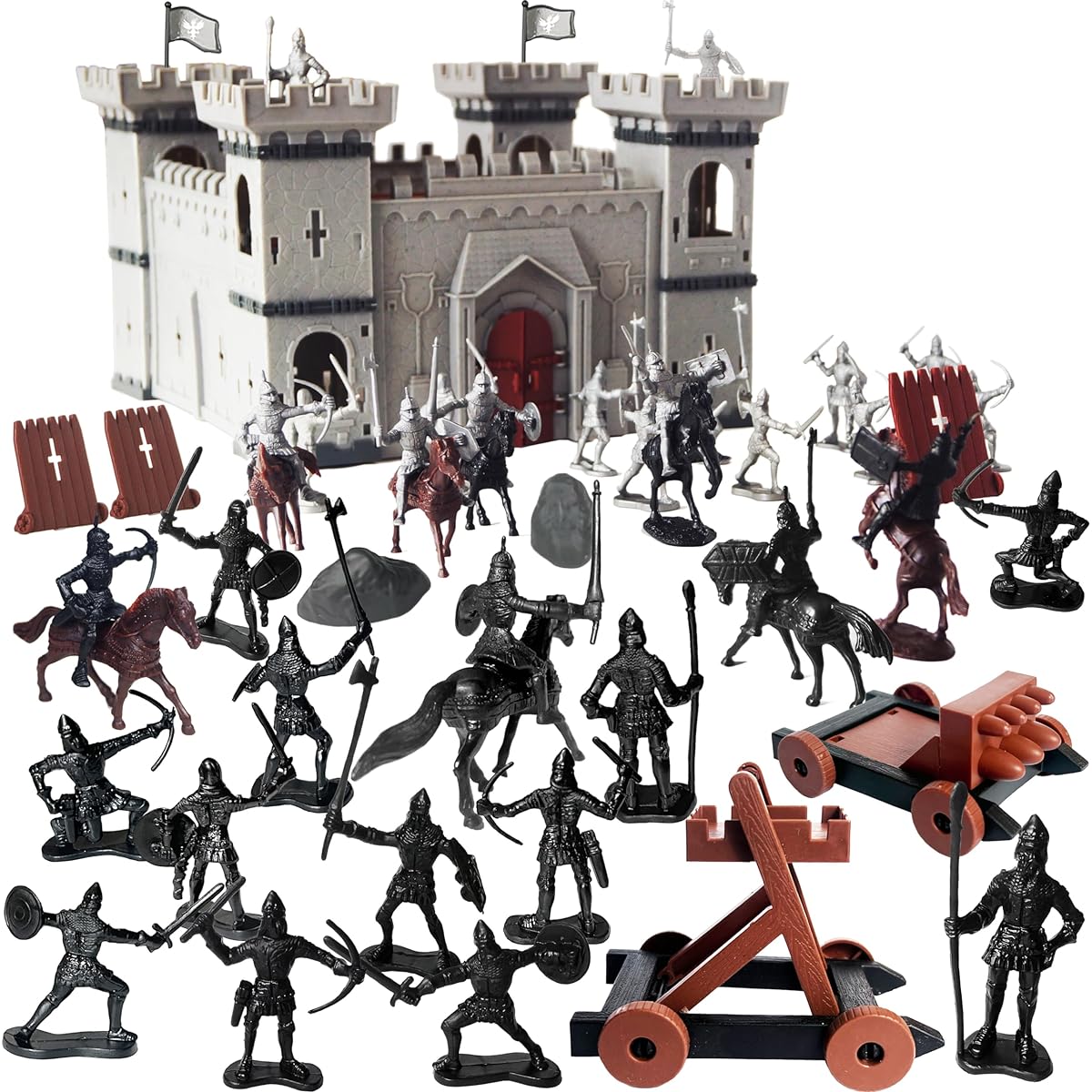 Puuraise DIY Citadel Building Medieval Medieval Military Model Kit Set and Figures Soldier Knight Simulate Attack War (Type B)