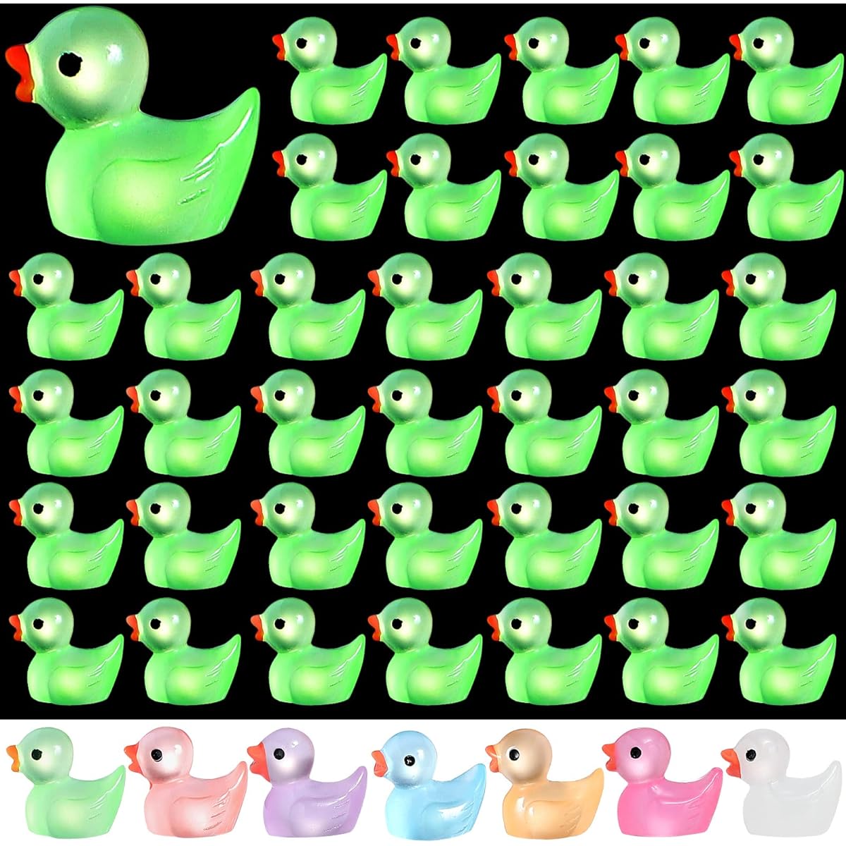 105pcs Mini Resin Ducks Bulk Tiny Ducks Set Potted Miniature Decor Garden Dollhouse Cake Decoration DIY Slime Kit Craft Charms Party Toys