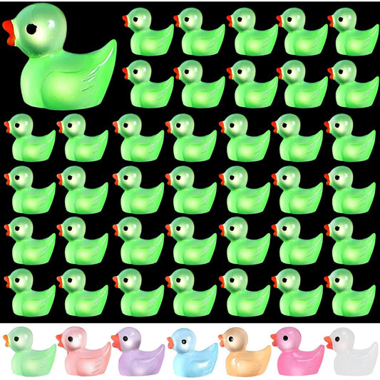 105pcs Mini Resin Ducks Bulk Tiny Ducks Set Potted Miniature Decor Garden Dollhouse Cake Decoration DIY Slime Kit Craft Charms Party Toys