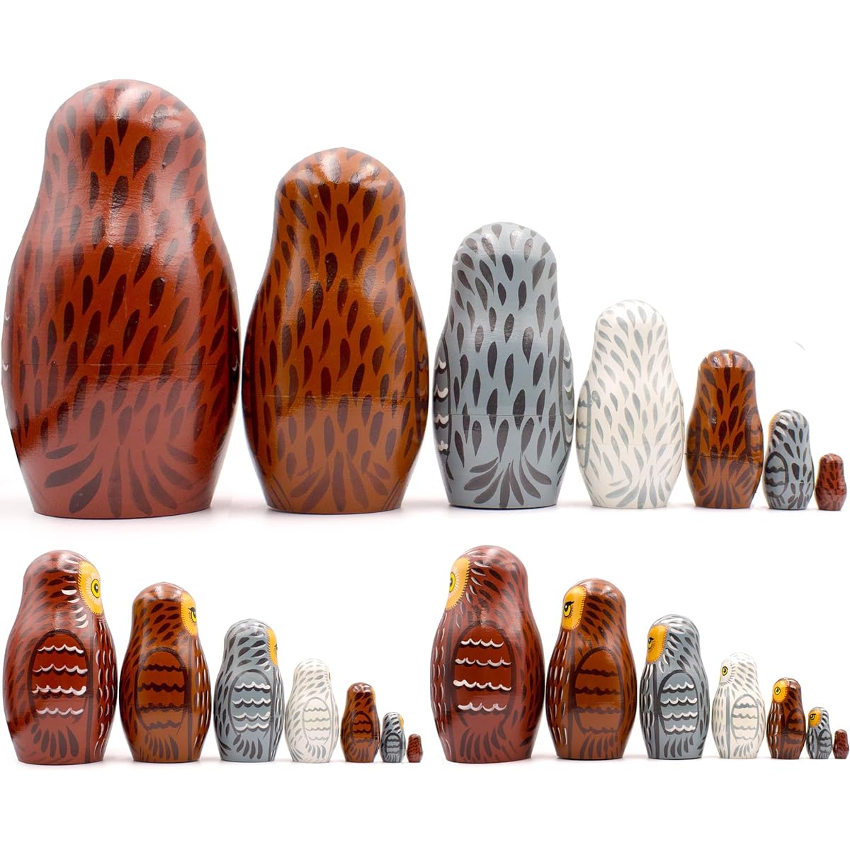AEVVV Owl Nesting Dolls Set of 7 - Owl Figurine and Matryoshka - Nesting Owl Dolls - Owl Gifts for Owl Lovers - Home Owl Decor - Owl Decor