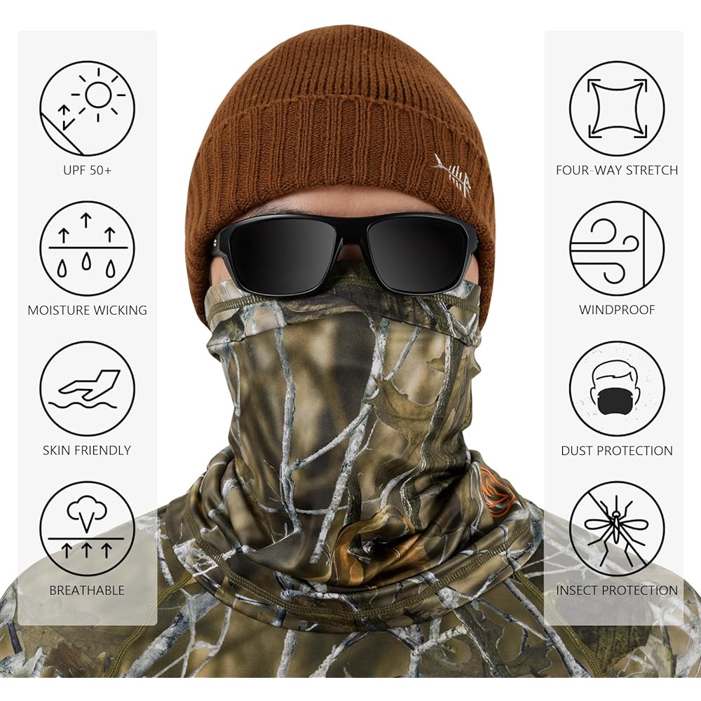 [Bassdash] Bassdash Fleece Neck Gaiter Windproof Cold Protection Neck Warmer/Muffler with Nose Holes Winter Face Mask Unisex Fishing Hunting Skiing