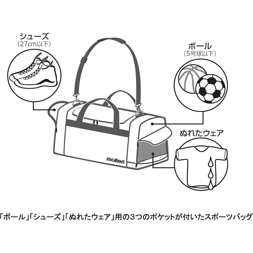 molten three pockets bag black TPBBK