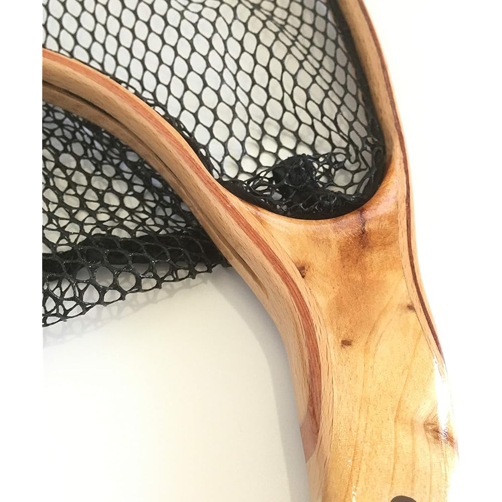 SETAKO Seta Kogyo Wooden Mountain Stream Landing Net Curved Fly Fishing Rubber Wood Frame Small Lightweight