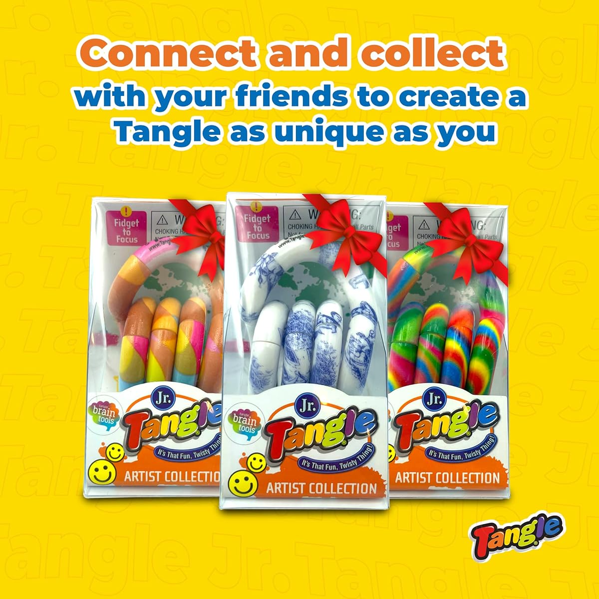 Tangle Jr. Masterpiece 3 Pack Porcelain Mache Lollipops Artistic Patterns Unique Fidget Experience Twist These Tangles at Work or School - Twisted Fidget Toys for Kids and Adults - Desk Toys