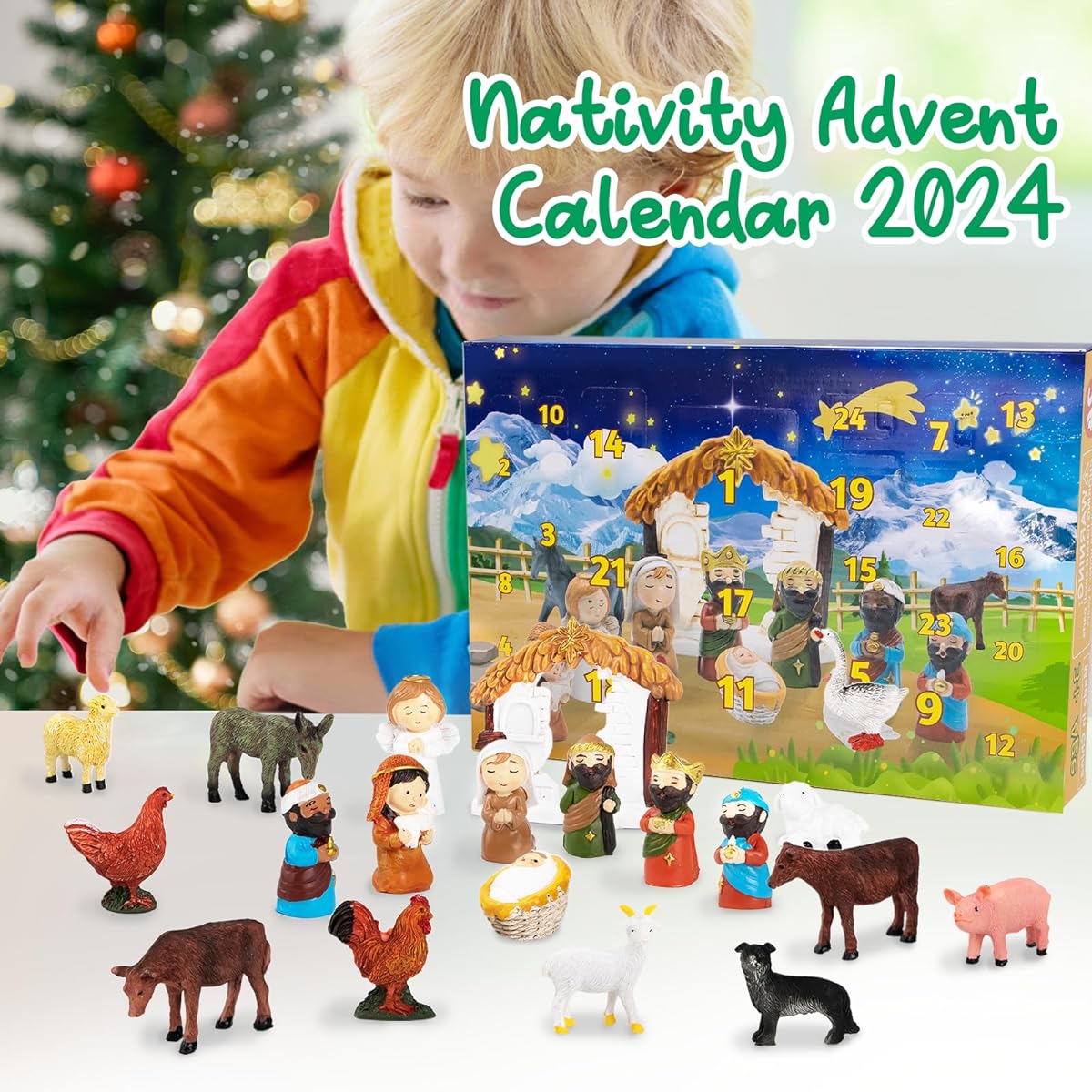 Nativity Advent Calendar 2023 Maylai 24 Days Christmas Countdown Advent Calendar Nativity Scene Set Christmas Advent Calendar for Kids Boys Girls Teens Christian Religious Stocking Gift