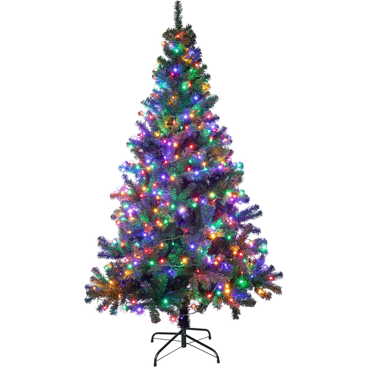 Sunnyglade 7.5ft Premium Artificial Christmas Tree with 600 LED Multicolor String Lights and Durable Metal Stand, 8 Lighting Modes, 1400 Chips, Christmas Decorations