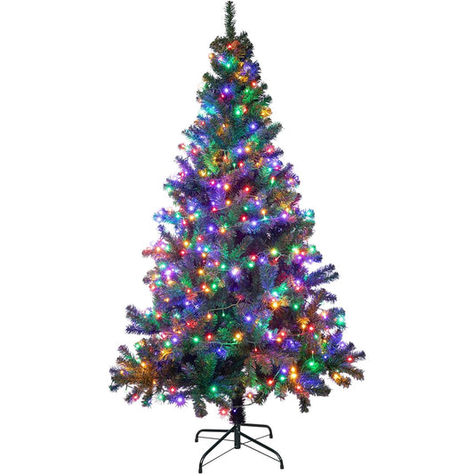 Sunnyglade 7.5ft Premium Artificial Christmas Tree with 600 LED Multicolor String Lights and Durable Metal Stand, 8 Lighting Modes, 1400 Chips, Christmas Decorations