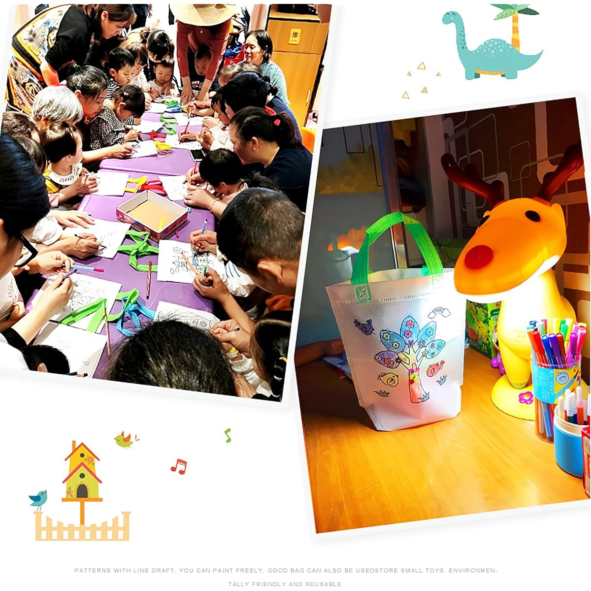 Party Favors Graffiti Gift Bags Eco Reusable Coloring Goodie Candy Bags for Birthday Carnival Party Celebration Campus & Family Manual Activities (20pcs)