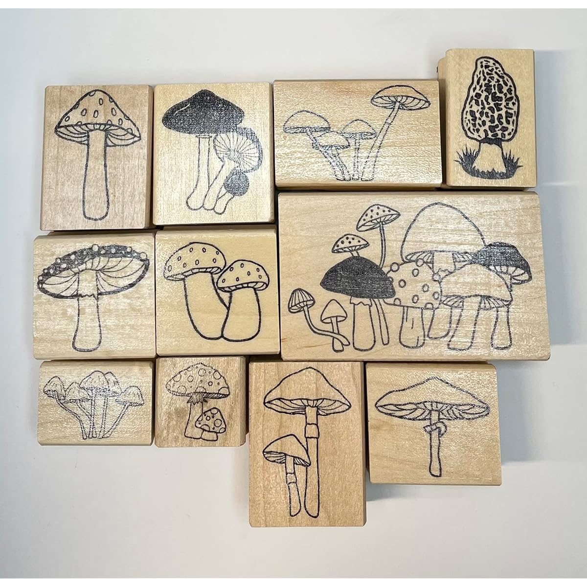 Mushroom Rubber Stamp Set with Morel Mushrooms