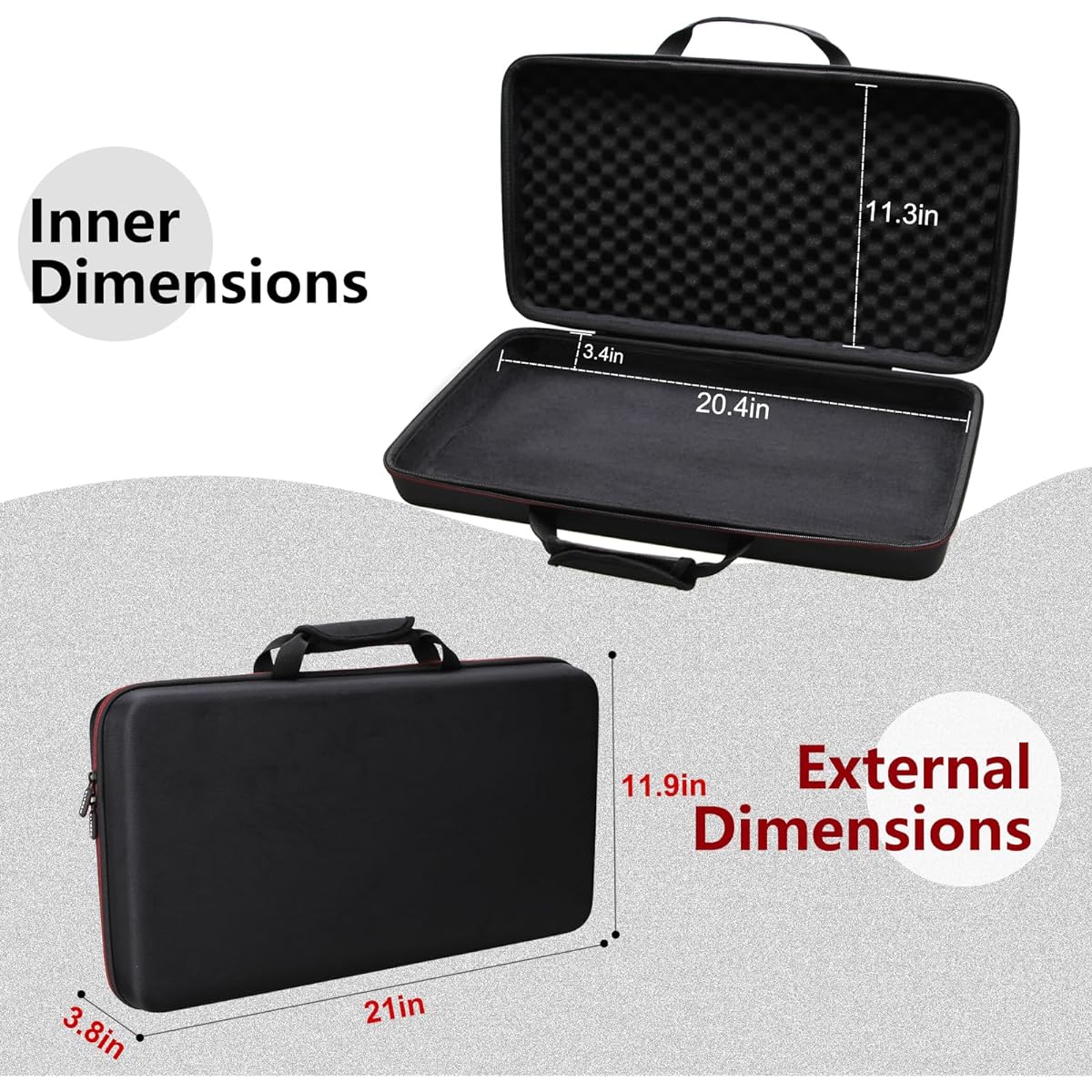 LTGEM EVA DJ Controller Hard Case Pioneer DJ DDJ-FLX4 2 Deck/Pioneer DJ DDJ-REV1 / Hercules DJ Control Inpulse 300 | Compatible with 2 Channel USB Controller Case Only! (21 x 11.9 x 3.8 inches)