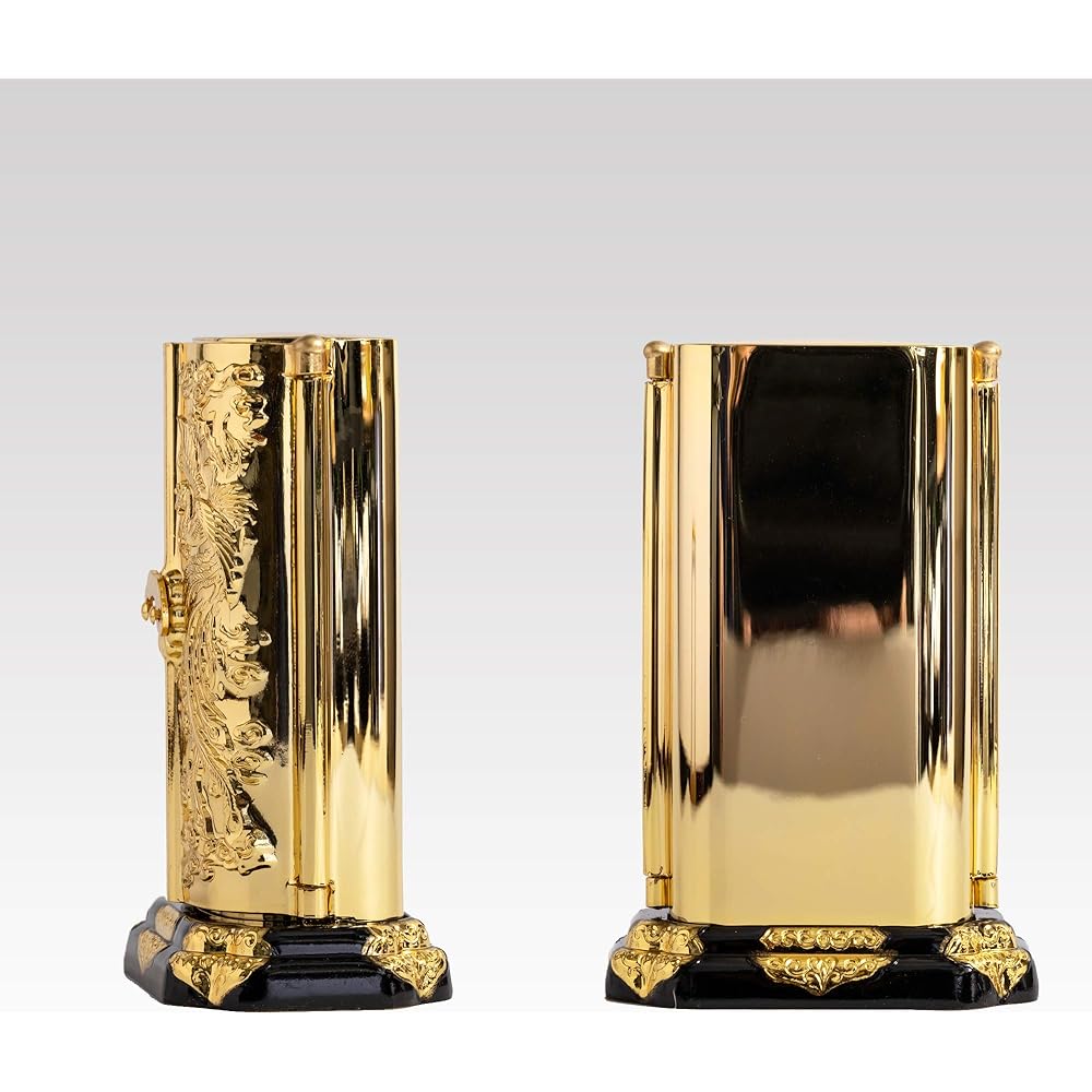 Buddha statue Kobo Daishi with Zushi (gold plated/24K gold) _ "Shingon Buddhism" Kukai Takaoka copperware (Kobou Daishi Z)