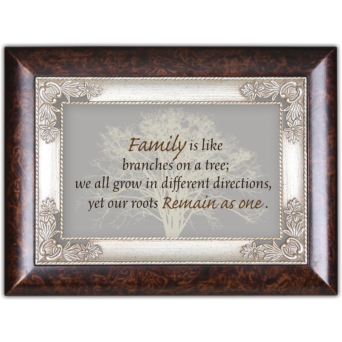 Family Like Branches on A Tree Burlwood Italian Style Music Box Plays What a Wonderful World