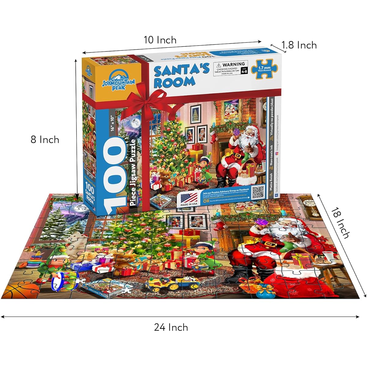 Puzzles for Kids Ages 8-10 Christmas Puzzle Santa's Room Kids Puzzle Ages 6-8 100 Piece Puzzle for Adults 100 Piece Puzzle for Kids 100 Piece Puzzle for Kids Made in the USA