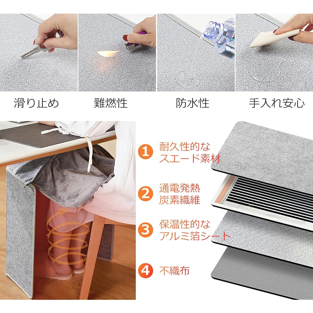 Favoreal Panel Heater, Under Desk Blanket, Heating Equipment, Step Type, Four Sided, Leg Heater, Temperature Control, Overheating Protection, Odorless, Noise, Under Desk, Energy Saving, Foldable, Fast