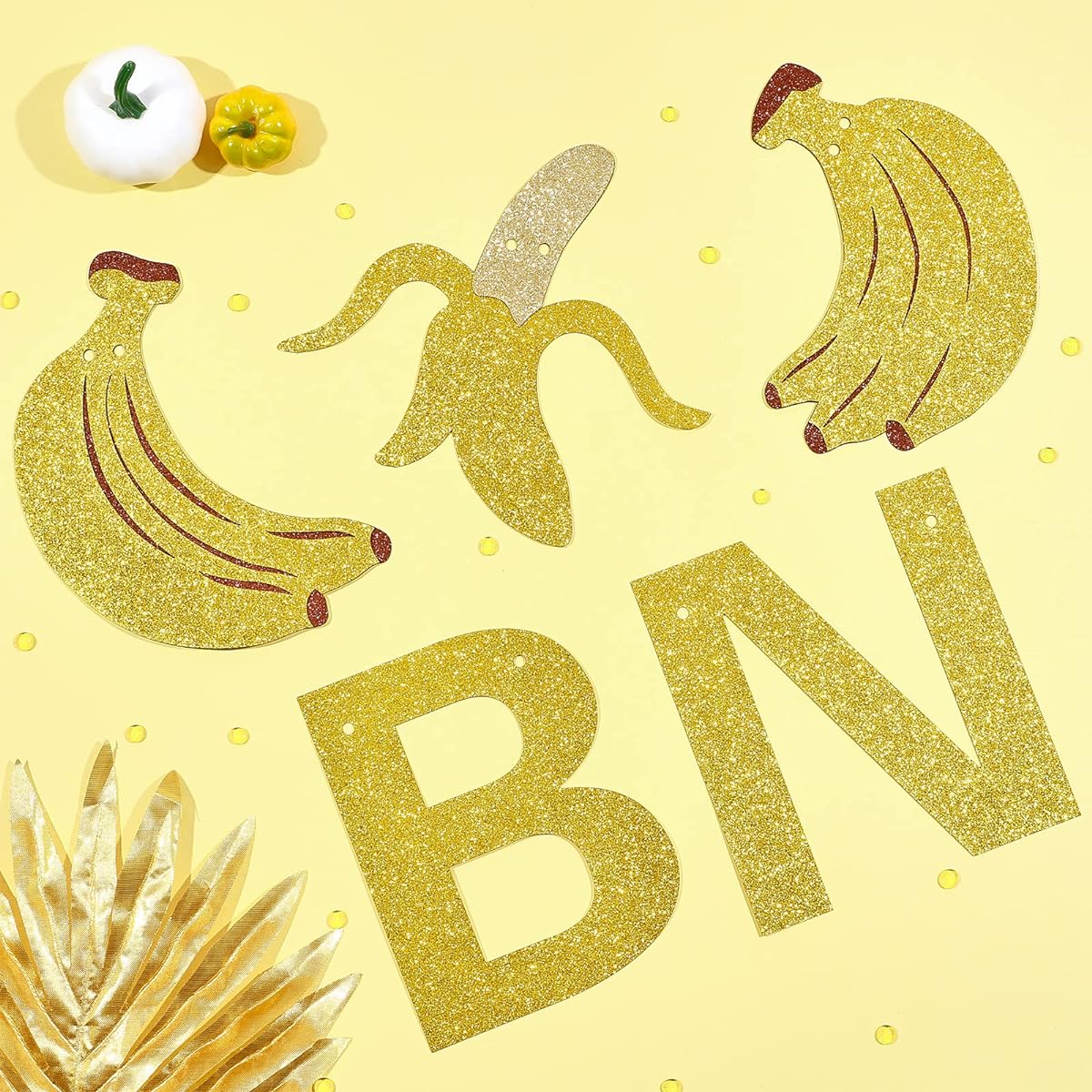 Banana Birthday Decorations Let's Go Bananas Banner Gold Glitter Banana Theme Birthday Banner Fruit Birthday Party Decoration