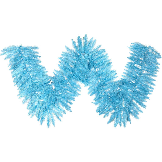 Vickerman 9' x 14" Sky Blue Fir Artificial Christmas Garland - No Lights - Faux Fir Christmas Garland for Indoor Seasonal Home Decorations