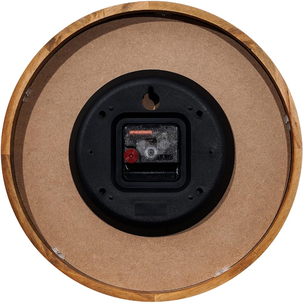 UberDeco 12" Super Slim Wooden Frame Wall Clock with Dome Glass Cover, Brown